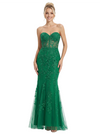 ChicSew Elegant Lace Applique Sweetheart Strapless Corset Mermaid Long Prom Gowns