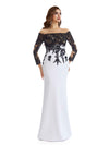 Elegant Soft Satin 3/4 Sleeves Round-Neck Floor Length Mother of The Bride Dresses