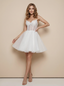 Cute Spaghetti Straps V-Neck Sequin Boning Short Wedding Dresses Online