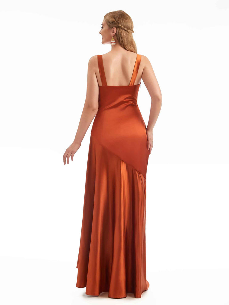 Modern Maxi Mermaid Bridesmaid Gown Open Back Side split