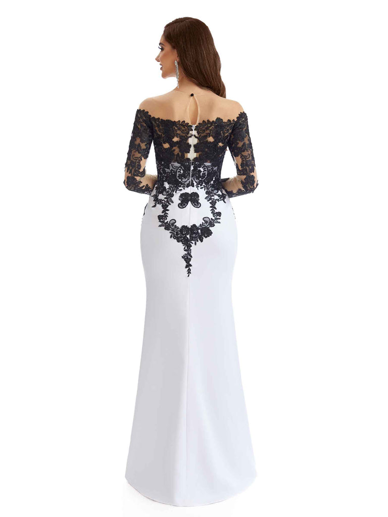 Elegant Soft Satin 3/4 Sleeves Round-Neck Floor Length Mother of The Bride Dresses