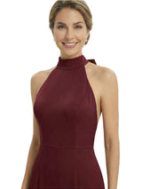Modern Halter Neck Backless Mermaid Mother of The Bride Gown With Ruffle Slit