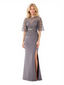 Modern Satin Jewel Lace Mermaid Long Mother Of The Bride and Groom Dresses Slit