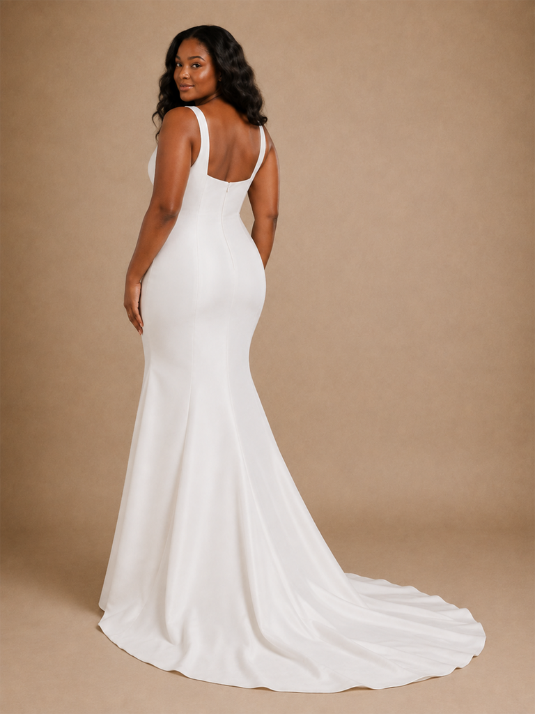 ChicSew Fancy Crepe Square Neck Mermaid Floor-Length Wedding Dress Online