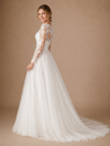ChicSew Romantic Illusion Long Sleeves A-Line Lace Tulle Maxi Wedding Dresses