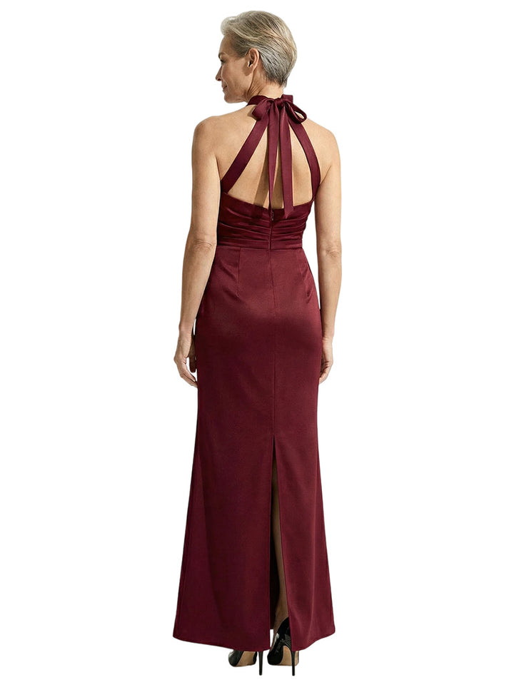Classy Halter Satin Mother Of The Bride Mermaid Column Gown
