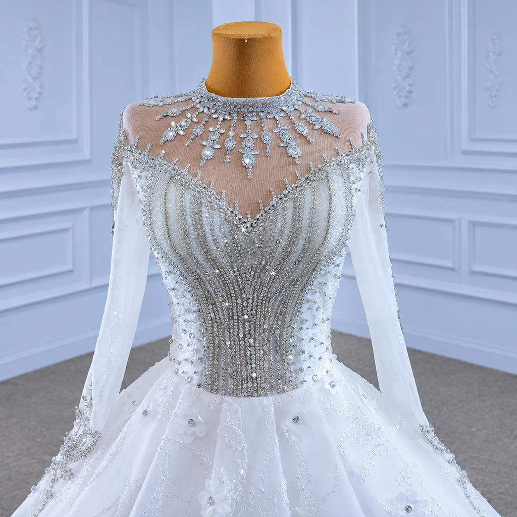ChicSew Luxurious Illusion High Neck A-Line Ball Gown Wedding Dress