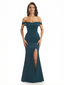 Sexy Off The Shoulder Mermaid Ruched Silky Satin Long Evening Dresses For Wedding