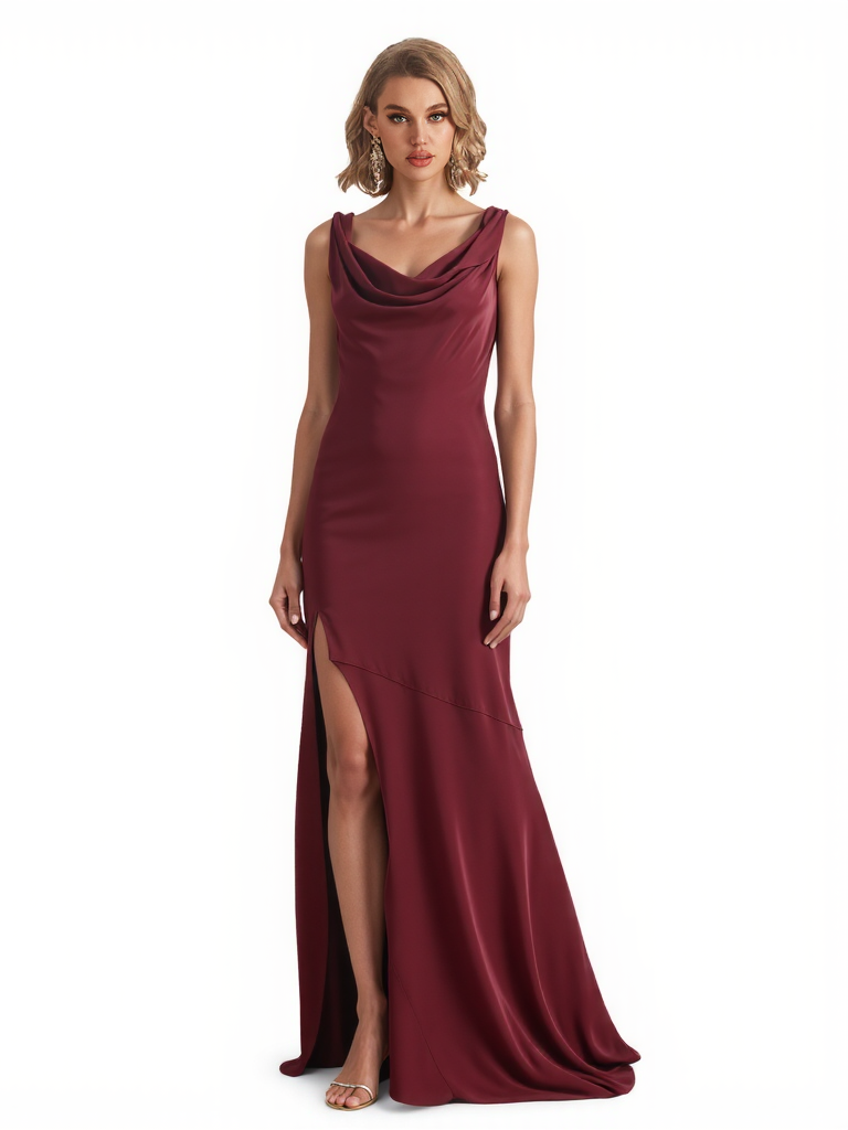 Sexy Jewel Sleeveless Side Slit Mermaid Jersey Long Formal Dresses For Women
