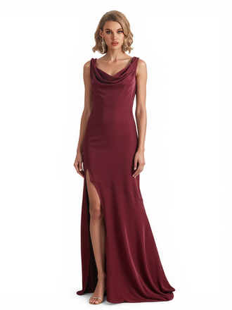 Sexy Jewel Sleeveless Side Slit Mermaid Jersey Long Formal Dresses For Women