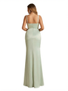Elegant Spaghetti Straps V-Neck Mermaid Soft Satin Long Evening Gowns For Women