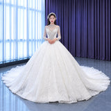 ChicSew Luxurious Illusion High Neck A-Line Ball Gown Wedding Dress