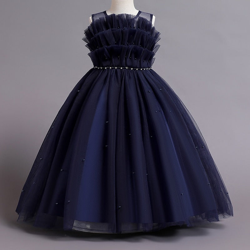 Elegant Cupcake Flower Girls Dress Tulle Princess Gown for Wedding Kids