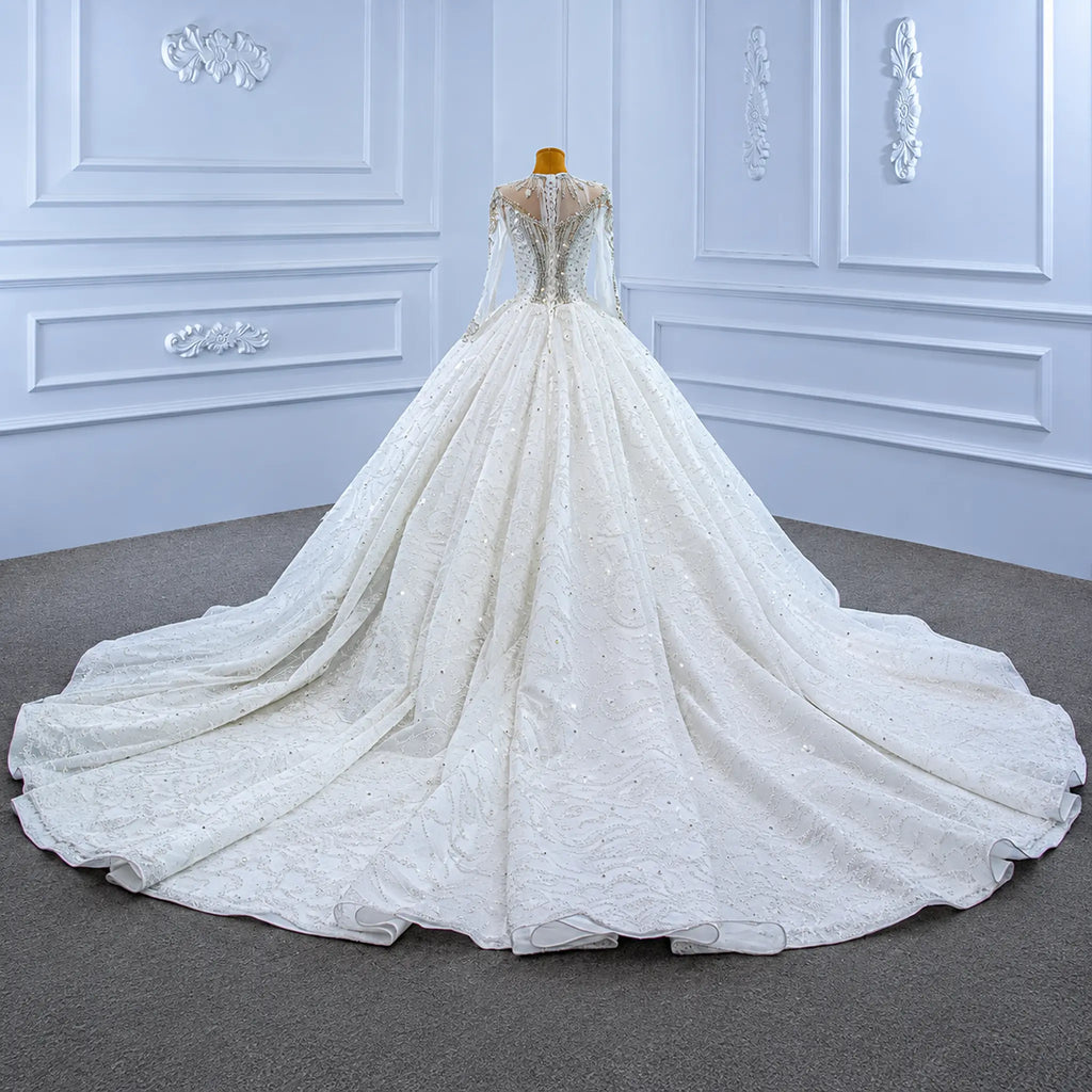 ChicSew Luxurious Illusion High Neck A-Line Ball Gown Wedding Dress
