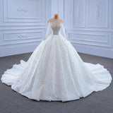ChicSew Luxurious Illusion High Neck A-Line Ball Gown Wedding Dress