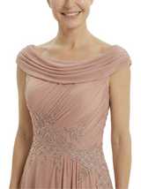 Mother of The Groom Dress Cowl Lace Chiffon A-Line Delicate Timeless Formal Occasion Outfit