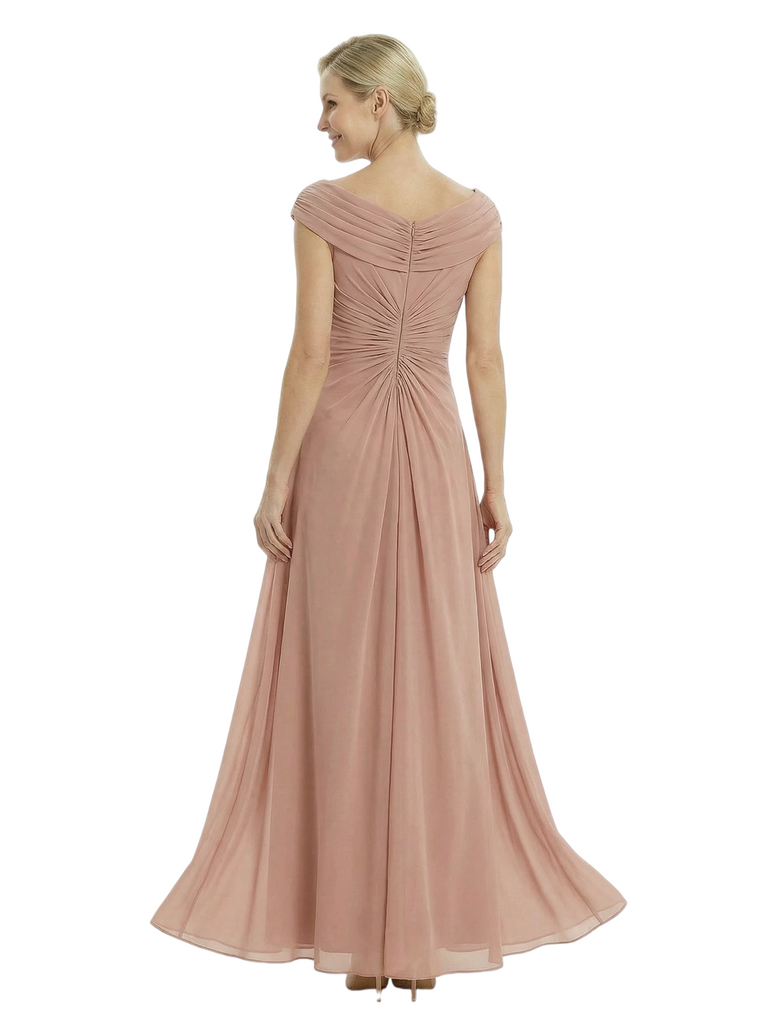 Mother of The Groom Dress Cowl Lace Chiffon A-Line Delicate Timeless Formal Occasion Outfit