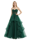 Stunning Sweetheart Ball Gown Prom Dress Beaded Bodice Tiered Tulle Formal Evening Gown