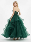 Stunning Sweetheart Ball Gown Prom Dress Beaded Bodice Tiered Tulle Formal Evening Gown