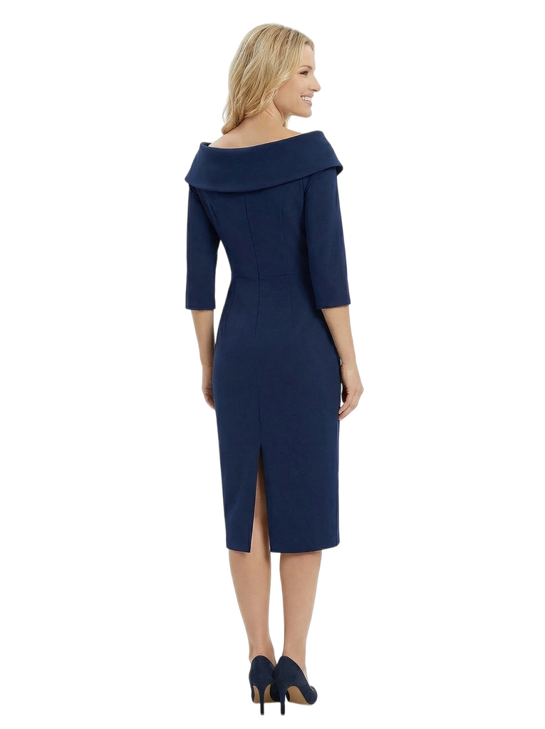 Chicsew Mother Of Bride Dresses With Long Sleeves Elegant 3/4 Sleeves Sheath Split Knee-Length Mother Of The Bride Dress - ChicSew, Dark-Navy Chicsew Mother Of Bride Dresses With Long Sleeves Elegant 3/4 Sleeves Sheath Split Knee-Length Mother Of The Bride Dress - ChicSew, Dark-Navy