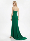 Sexy Strapless Prom Dress High Slit Ruched Satin Mermaid Formal Gown