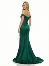 Classy Off The Shoulder Prom Dress High Slit Satin Mermaid Formal Party Gown