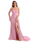 Sexy One Shoulder Side Slit Mermaid Soft Satin Long Women Bridesmaid Dresses Online In Stock