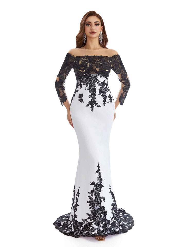 Long Sleeves Mermaid Sexy Lace Beaded Mother Of The Bride Dresses