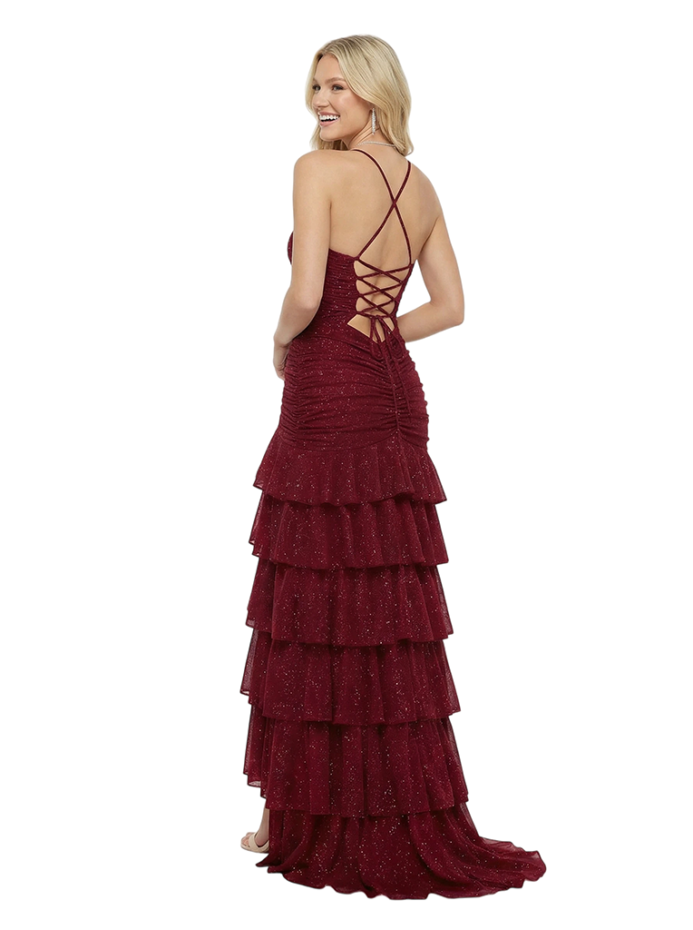 Cute Sweetheart Strapless Ruffles Glitter Jersey A-Line Evening Prom Dresses