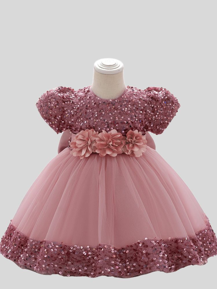 Flower Girl Dresses off shoulder luxury Puffy Kids Birthday Communion Dress With Big Bow Back princess prom party