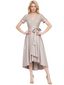 Elegant V-Neck Short Sleeves Satin A-Line Tea-Length Mother of the Brides Dresses