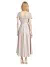 Elegant V-Neck Short Sleeves Satin A-Line Tea-Length Mother of the Brides Dresses