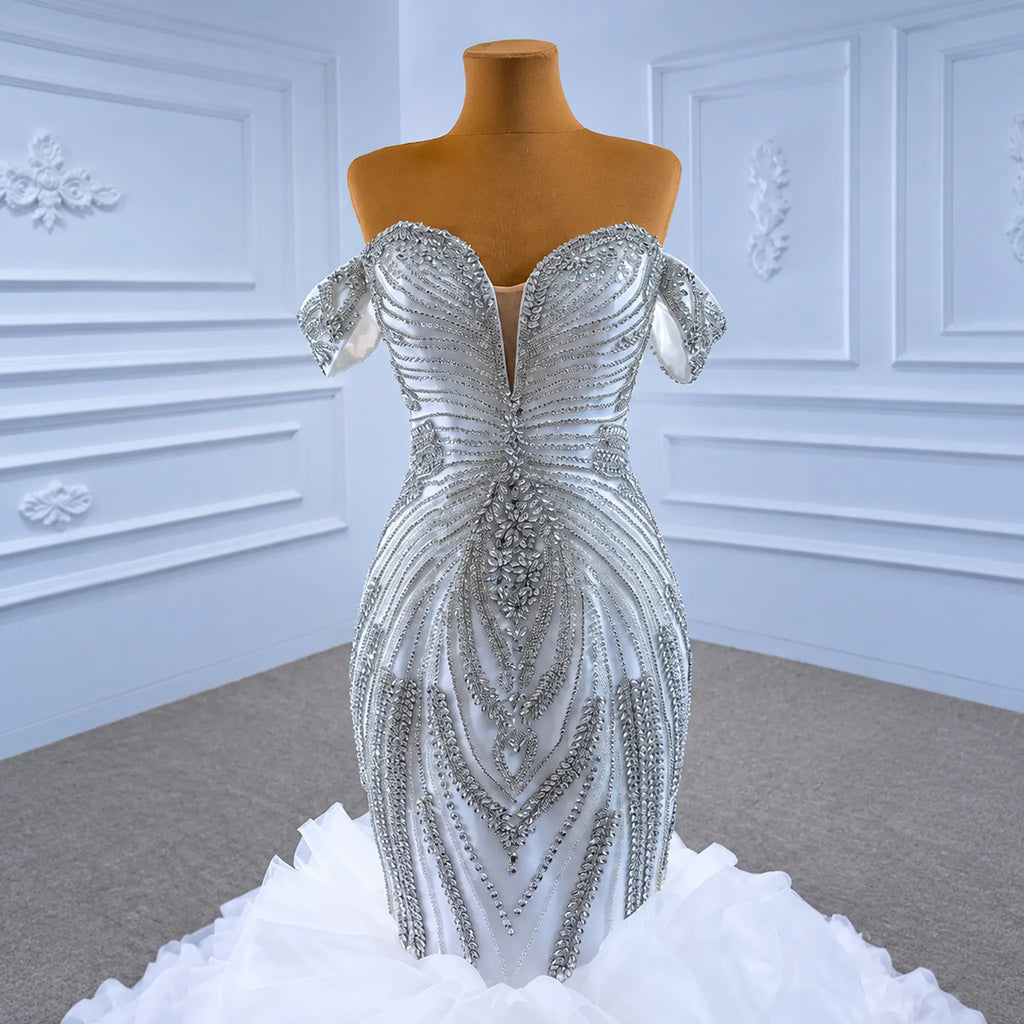 ChicSew Sparkly Mermaid Ball Gown Wedding Dress With Rhinestone
