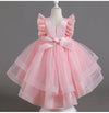 Elegant Luxury with Bow Flower Girls Dress Tulle Princess Gown for Wedding Kids