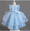 Elegant Luxury with Bow Flower Girls Dress Tulle Princess Gown for Wedding Kids