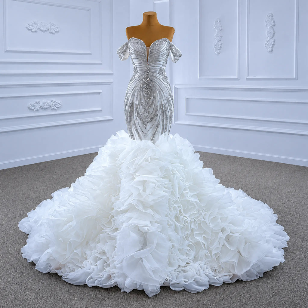 ChicSew Sparkly Mermaid Ball Gown Wedding Dress With Rhinestone