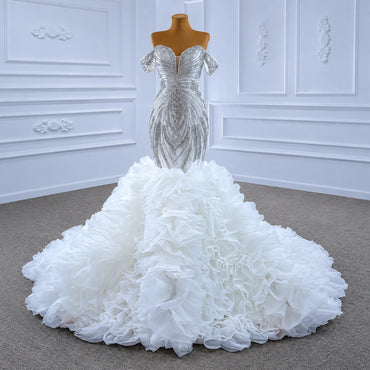 ChicSew Sparkly Mermaid Ball Gown Wedding Dress With Rhinestone