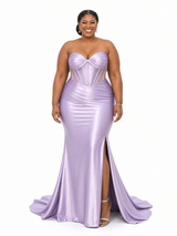 ChicSew Sweetheart Mermaid Side Slit Boning Satin Long Bridesmaid Dresses