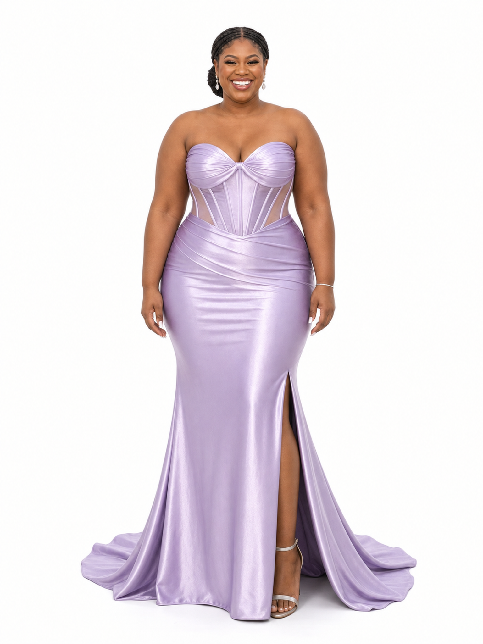 ChicSew Sweetheart Mermaid Side Slit Boning Satin Long Bridesmaid Dresses