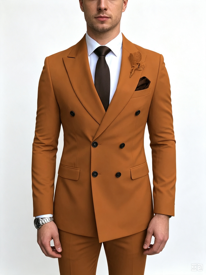 Classic 1 Piece Brown Men's Suit with Regular Fit and Sophisticated Peak Lapel