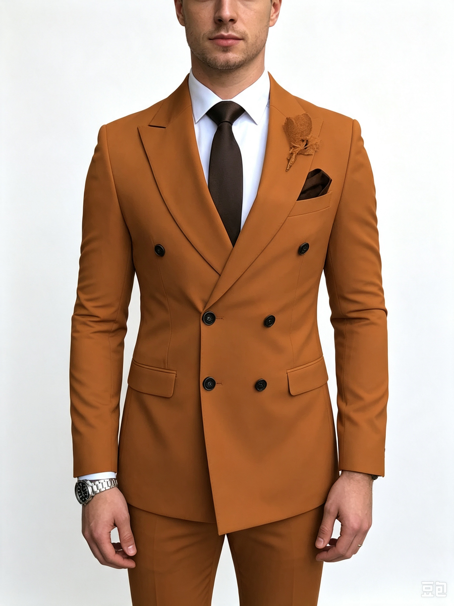 Classic 1 Piece Brown Men's Suit with Regular Fit and Sophisticated Peak Lapel