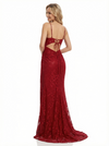Sexy Spaghetti Strap Lace Prom Dress Ruched High Slit Mermaid Style Formal Evening Gown