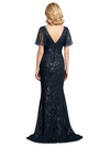 Elegant Chiffon V-Neck Short Sleeves Side Slit Mermaid Long Mother Of The Bride Dresses