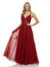Beautiful V-Neck Prom Dress Sleeveless  Lace Tulle A-Line Formal Party Gown