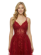 ChicSew Elegant Spaghetti Strap V-Neck Prom Dress Corset Lace A-Line Formal Evening Gown