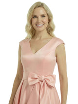 Pretty V-Neck Satin Bow Detail  A-Line Mother Of The Groom Dress With Pocket