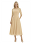 Classy A-Line Tea-Length Long Sleeves Chiffon Maxi Mother Of The Bride Dress