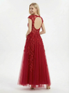 Classy Scoop A-Line Formal Dress with Floral Lace Embroidery and Tulle Skirt