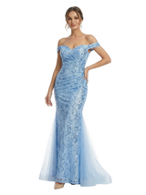 ChicSew Off Shoulder Sequin Lace Mermaid Floor Length Formal Evening Dresses