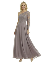 Chicsew Stunning One Shoulder Lace Sleeve A-Line Chiffon Mother Of The Bride Gowns